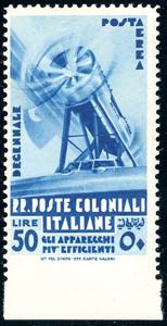 POSTA AEREA 1933 - 50 lire azzurro, ... 