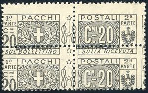 PACCHI POSTALI 1917 - 20 cent. nodo di ... 
