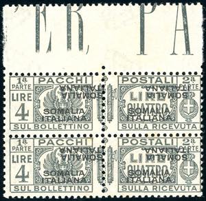 PACCHI POSTALI 1926 - 4 lire, doppia ... 