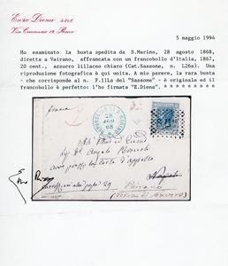 1868 - 20 cent. azzurro lillaceo ... 