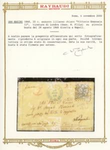 1868 - 20 cent. azzurro lillaceo ... 