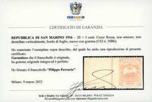 1916 - 20 + 5 cent. Croce Rossa, ... 