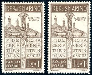 1923 - 1 lira Pro Volontari (97), due ... 