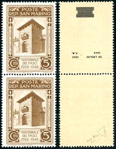 1943 - 5 cent. Caduta del fascismo, coppia ... 