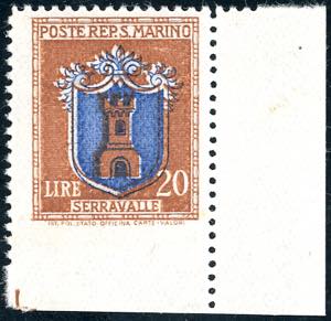 1945 - 20 lire Stemmi, non dentellato in ... 