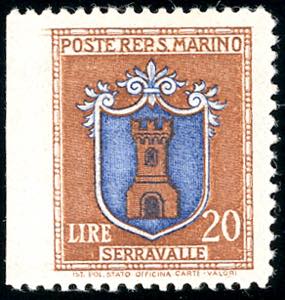 1945 - 20 lire Stemmi, non dentellato a ... 