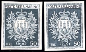 1946 - 50 lire Stemmi (295), due prove in ... 