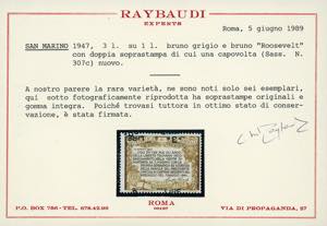 1947 - 3 lire su 1 lira Roosvelt, ... 