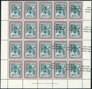 1949 - 4 lire Alberoniana, blocco di venti ... 