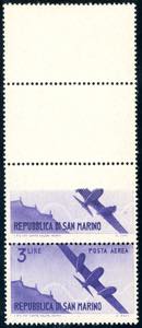 1946 - 3 lire Vedute, striscia verticale di ... 