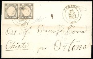 1861 - 1 grano nero (19), coppia orizzontale ... 