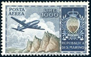 1954 - 1.000 lire Aereo (112), gomma ... 