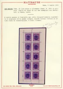 1946 - 20 lire Stemmi, minifoglio, ... 