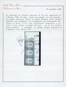 1925 - 10 cent., striscia ... 