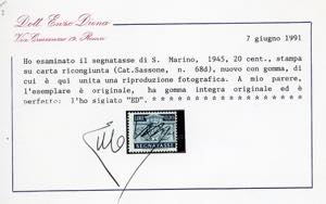 1945 - 20 cent., stampa su carta ... 