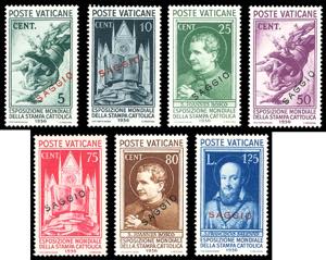 1936 - Stampa Cattolica, sette valori con ... 