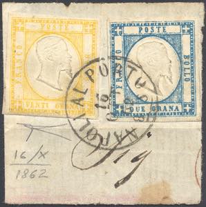 1861 - 20 grana giallo e 2 grana ... 