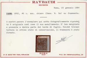 1852 - 40 cent. azzurro chiaro ... 