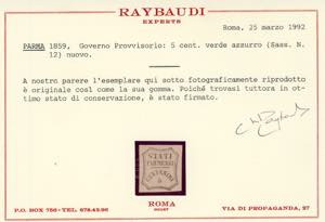 1859 - 5 cent. verde azzurro, I ... 