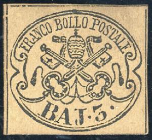 1852 - 3 baj bruno (4Aa), gomma originale, ... 