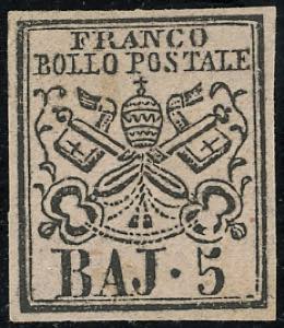 1852 - 5 baj rosa chiaro (6), nuovo, gomma ... 