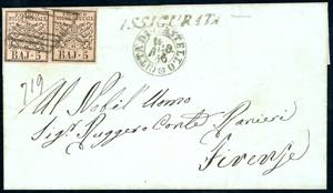 1856 - 5 baj rosa chiaro (6), due esemplari ... 