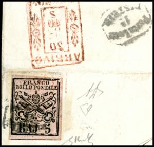 1863 - 5 baj rosa carminio (6A), ... 
