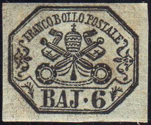 1852 - 6 baj grigio verdastro (7), gomma ... 