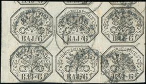 1852 - 6 baj grigio (7a), blocco di sei, ... 