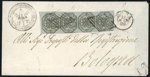 1856 - 6 baj grigio verdastro, stampa con ... 