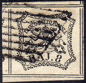 1852 - 8 baj bianco, otto filetti (9), ... 