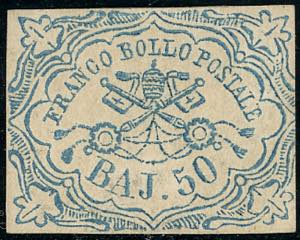 1852 - 50 baj azzurro (10), nuovo senza ... 
