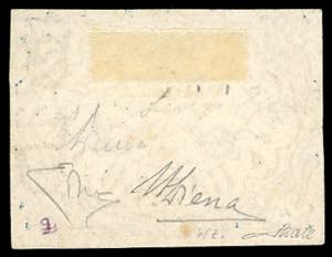 1852 - 50 baj azzurro, filigrana ... 