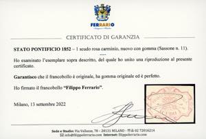 1852 - 1 scudo rosa carminio (11), ... 