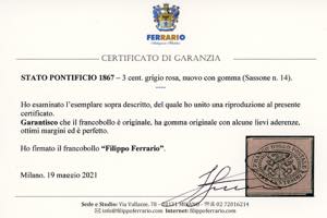 1867 - 3 cent. grigio rosa (14), ... 