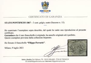 1867 - 3 cent. grigio (15), usato, ... 