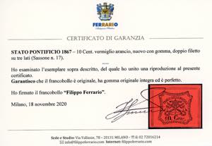 1867 - 10 cent. vermiglio arancio ... 