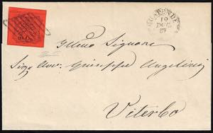 1867 - 10 cent. vermiglio arancio, doppia ... 