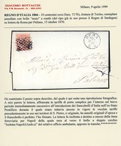 1870 - 10 cent. ocra, De La Rue, ... 