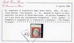1854 - 40 cent. rosso mattone (9), ... 