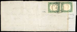 1857 - 5 cent. verde scuro (13Ac), coppia ... 