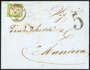 1859 - 5 cent. verde giallo (13Ba), ... 