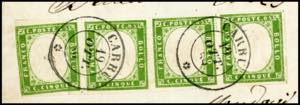 1859 - 5 cent. verde oliva (13Bc), ... 