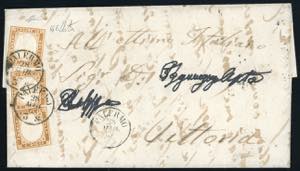 1863 - 10 cent. bistro /14E), tre esemplari, ... 