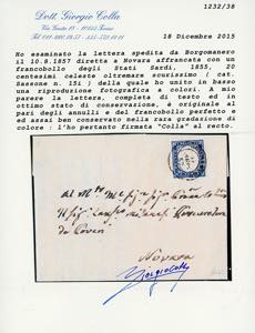 1857 - 20 cent. celeste oltremare ... 