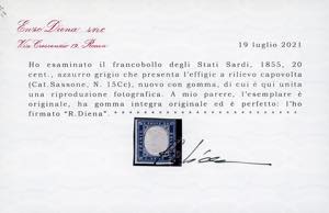 1860 - 20 cent. azzurro grigio, ... 
