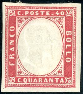 1860 - 40 cent. carminio (16Ca), gomma ... 