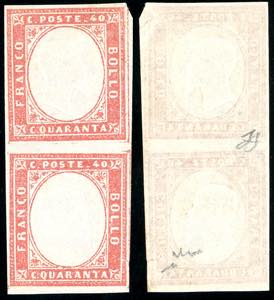1863 - 40 cent. rosa vermiglio (16F), coppia ... 