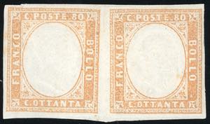 1858 - 80 cent. bistro arancio (17), coppia ... 
