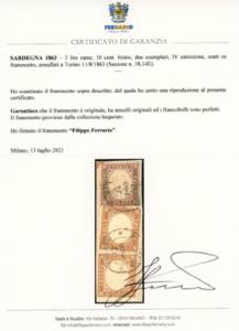 1863 - 3 lire rame, 10 cent. ... 